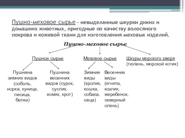 Пушно-меховое сырье - невыделанные шкурки диких и домашних животных, пригодные по