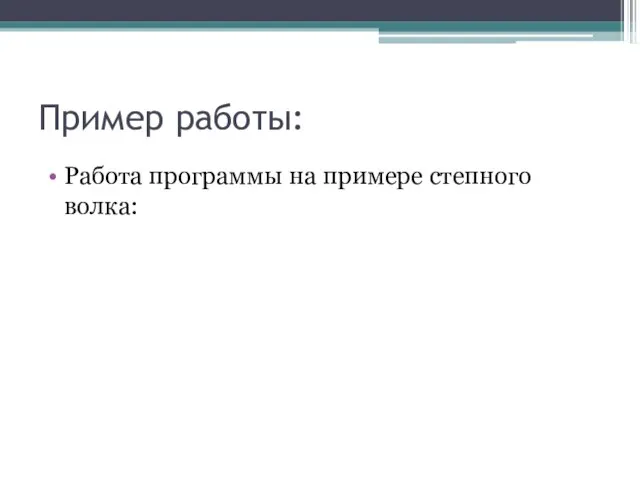 Пример работы: Работа программы на примере степного волка: