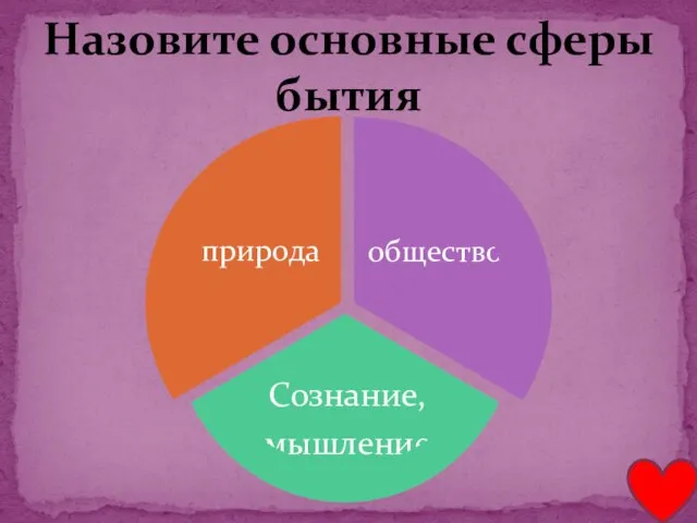 Назовите основные сферы бытия