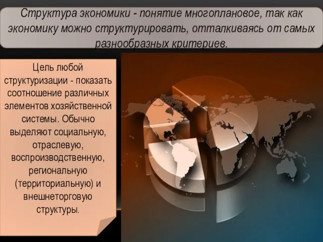 Структура экономики - понятие многоплановое, так как экономику можно структурировать, отталкиваясь