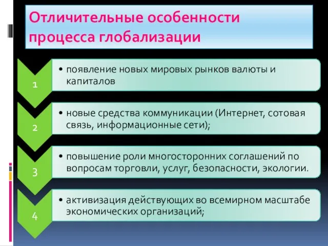 Отличительные особенности процесса глобализации