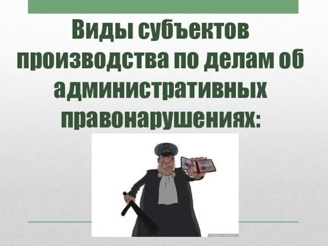 Виды субъектов производства по делам об административных правонарушениях: