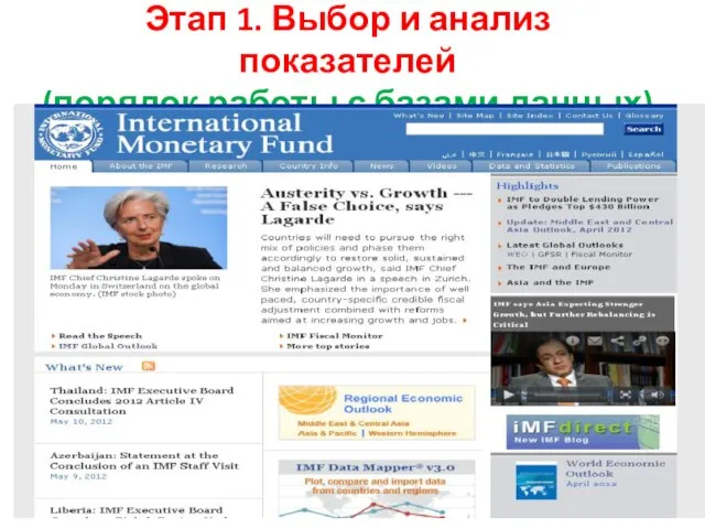 Этап 1. Выбор и анализ показателей (порядок работы с базами данных)