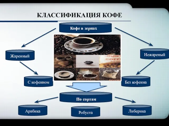 КЛАССИФИКАЦИЯ КОФЕ Без кофеина Робуста Либерика Арабика