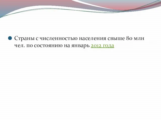 Страны с численностью населения свыше 80 млн чел. по состоянию на январь 2012 года