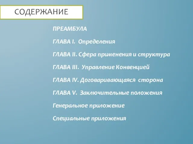 ПРЕАМБУЛА ГЛАВА I. Определения ГЛАВА II. Сфера применения и структура ГЛАВА