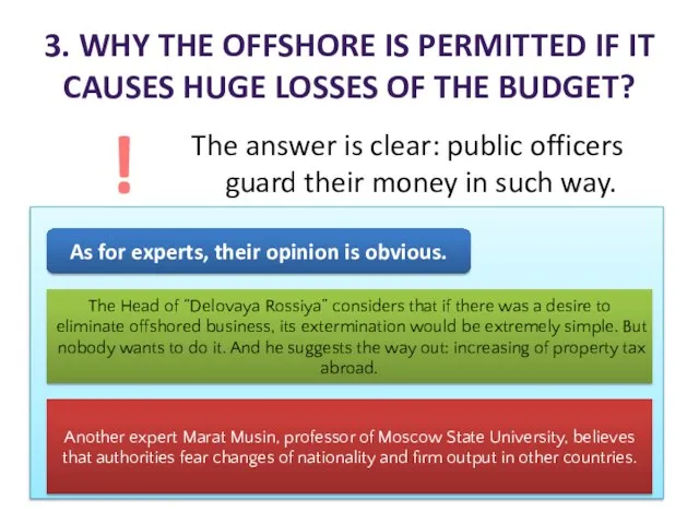 3. Why the offshore is permitted if it causes huge losses