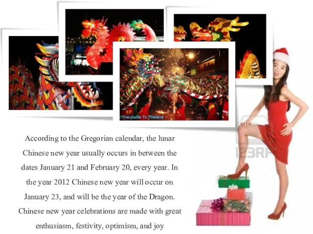 According to the Gregorian calendar, the lunar Chinese new year usually