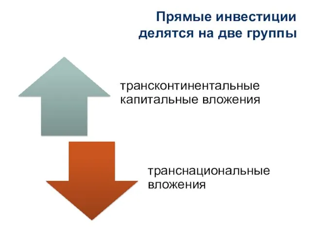 Прямые инвестиции делятся на две группы