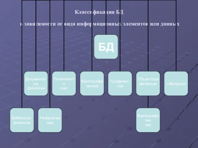 Классификация БД в зависимости от вида информационных элементов или данных