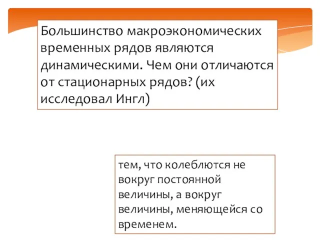 Большинство макроэкономических временных рядов являются динамическими. Чем они отличаются от стационарных