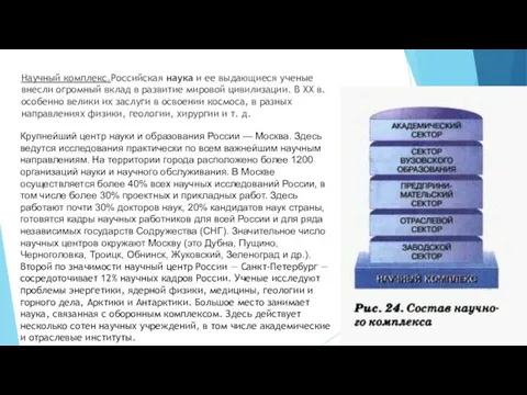 Научный комплекс.Российская наука и ее выдающиеся ученые внесли огромный вклад в