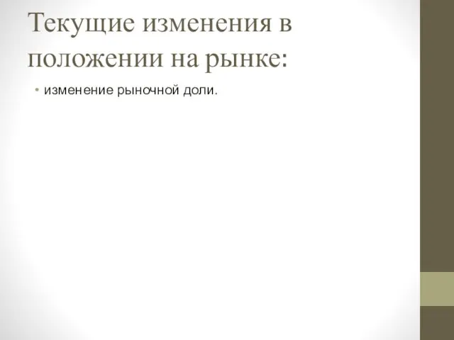 Текущие изменения в положении на рынке: изменение рыночной доли.