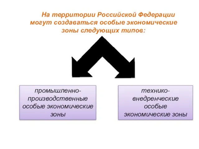 На территории Российской Федерации могут создаваться особые экономические зоны следующих типов: