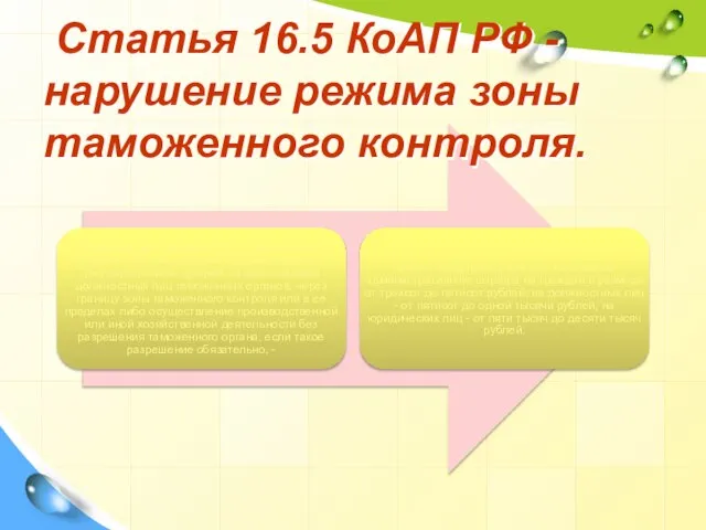 Статья 16.5 КоАП РФ - нарушение режима зоны таможенного контроля.