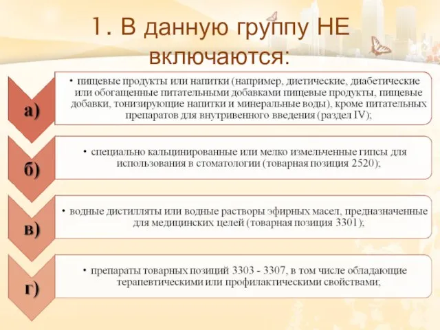 1. В данную группу НЕ включаются: