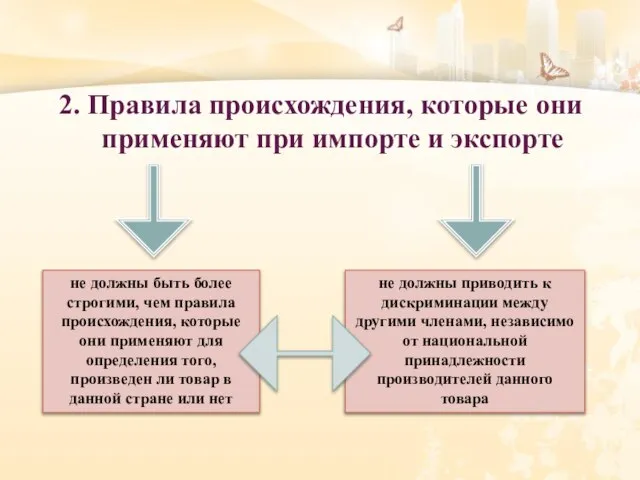 2. Правила происхождения, которые они применяют при импорте и экспорте не