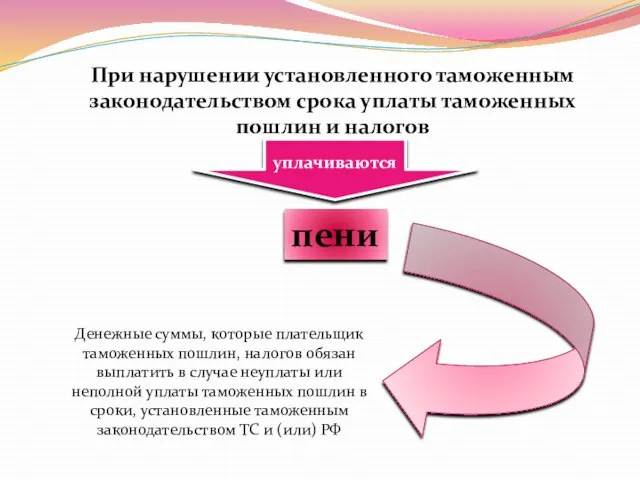 При нарушении установленного таможенным законодательством срока уплаты таможенных пошлин и налогов