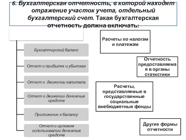 6. Бухгалтерская отчетность, в которой находят отражение участок учета, отдельный бухгалтерский