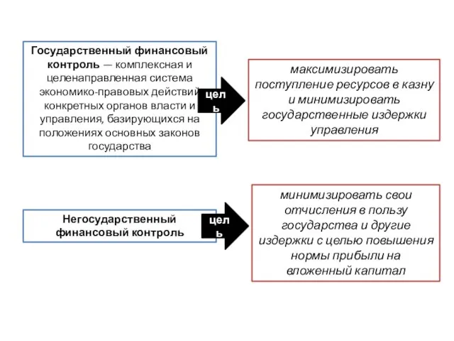 Государственный финансовый контроль — комплексная и целенаправленная система экономико-правовых действий конкретных