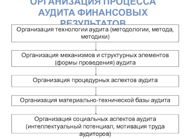 Организация процесса аудита финансовых результатов Организация технологии аудита (методологии, метода, методики)