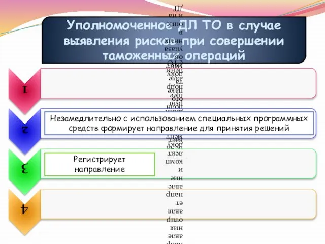 Уполномоченное ДЛ ТО в случае выявления рисков при совершении таможенных операций