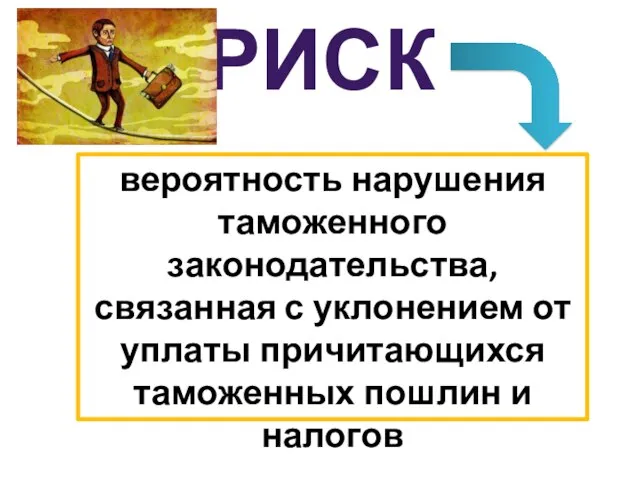 Риск вероятность нарушения таможенного законодательства, связанная с уклонением от уплаты причитающихся таможенных пошлин и налогов