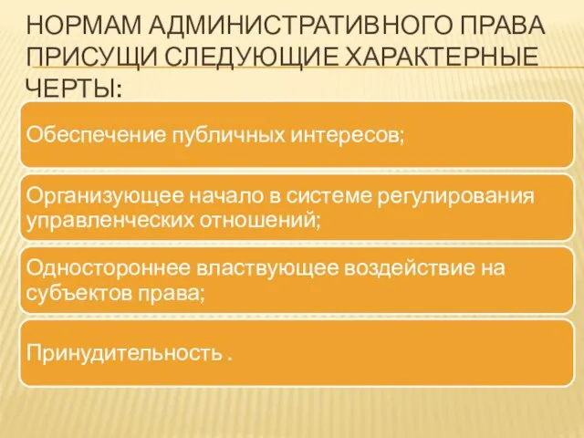 Нормам административного права присущи следующие характерные черты: