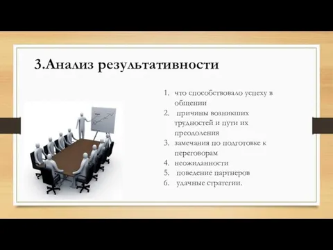 3.Анализ результативности что способствовало успеху в общении причины возникших трудностей и