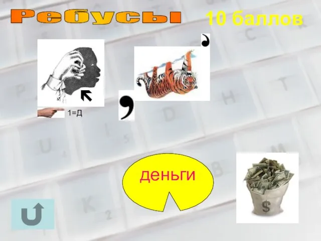 10 баллов Ребусы деньги 1=Д