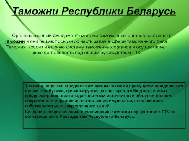 Организационный фундамент системы таможенных органов составляют таможни и они решают основную