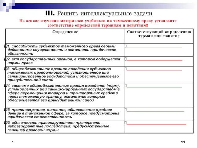 * На основе изучения материалов учебников по таможенному праву установите соответствие