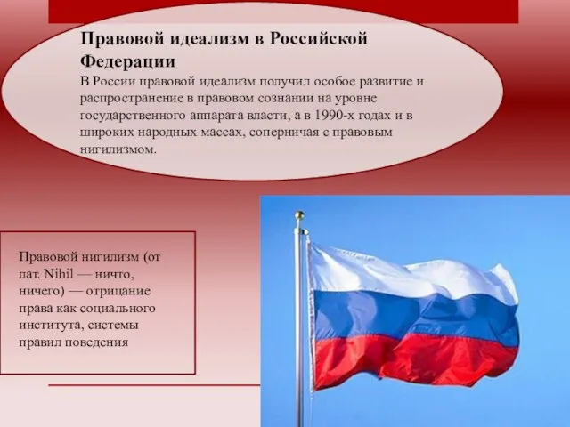 Правовой идеализм в Российской Федерации В России правовой идеализм получил особое