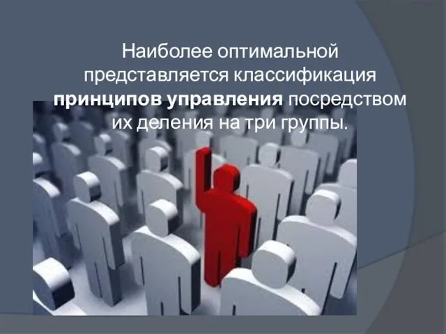 Наиболее оптимальной представляется классификация принципов управления посредством их деления на три группы.