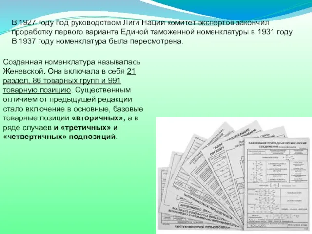 В 1927 году под руководством Лиги Наций комитет экспертов закончил проработку