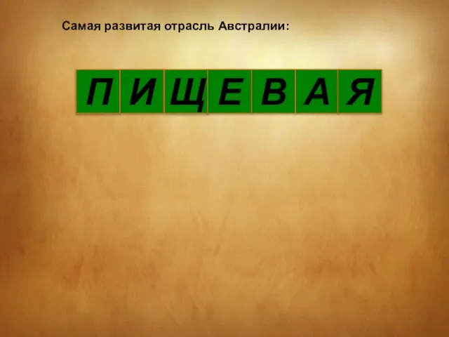 И В П А Я Щ Е Самая развитая отрасль Австралии: