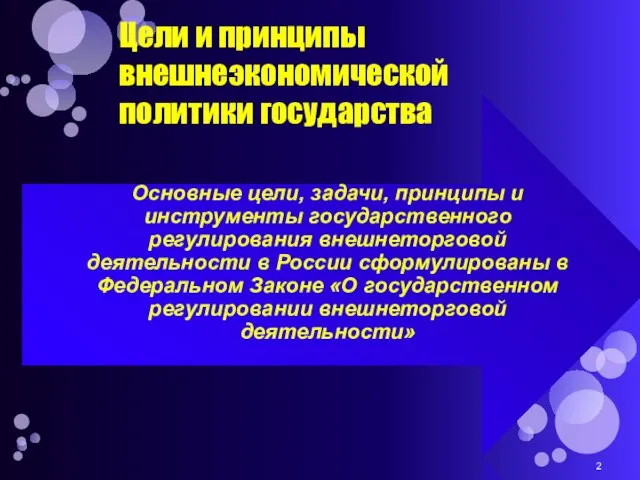 Цели и принципы внешнеэкономической политики государства