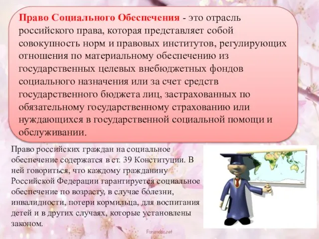 Право Социального Обеспечения - это отрасль российского права, которая представляет собой