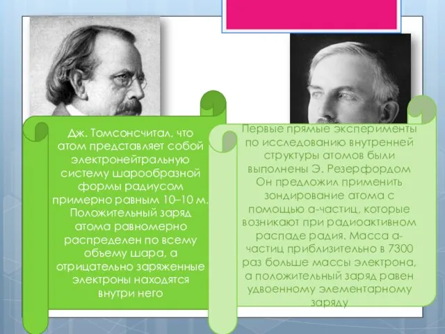 Дж. Томсонсчитал, что атом представляет собой электронейтральную систему шарообразной формы радиусом