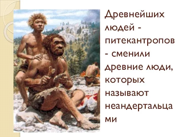 Древнейших людей - питекантропов - сменили древние люди, которых называют неандертальцами