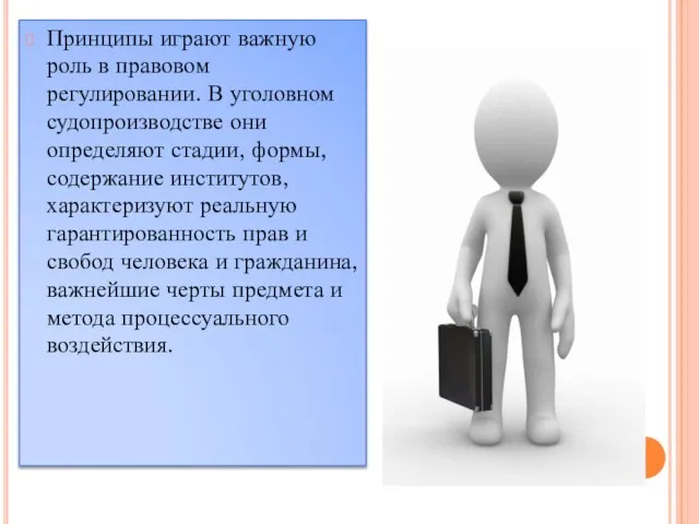 Принципы играют важную роль в правовом регулировании. В уголовном судопроизводстве они