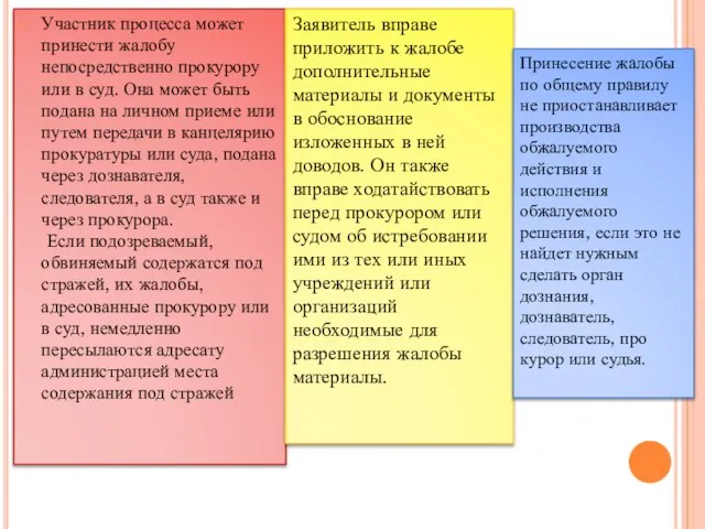 Участник процесса может принести жалобу непосредственно прокурору или в суд. Она