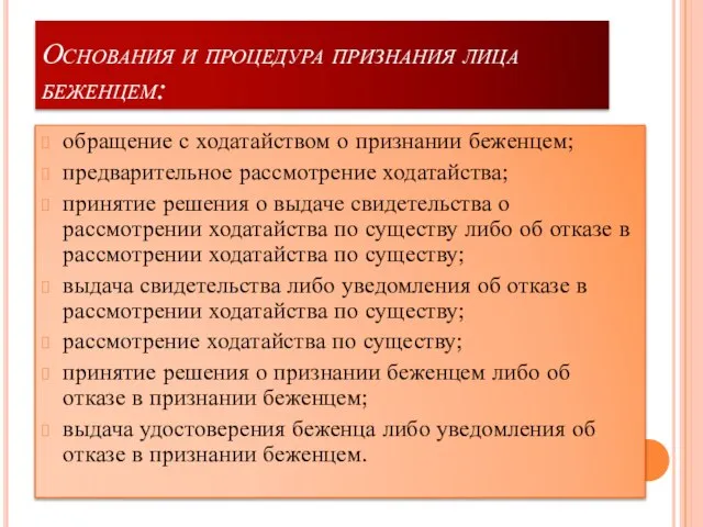 Основания и процедура признания лица беженцем: обращение с ходатайством о признании