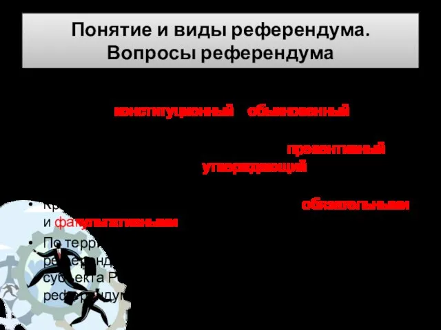 Понятие и виды референдума. Вопросы референдума В зависимости от содержания законопроекта