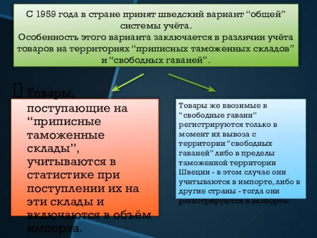 С 1959 года в стране принят шведский вариант “общей” системы учёта.