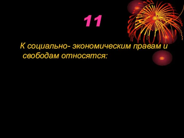 11 К социально- экономическим правам и свободам относятся: