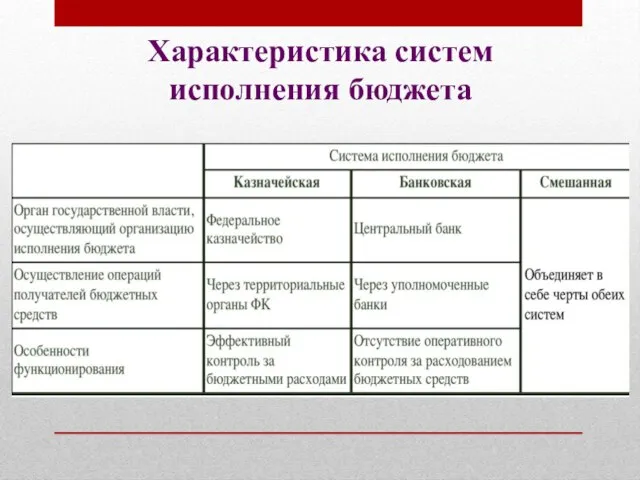 Характеристика систем исполнения бюджета