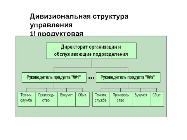 Дивизиональная структура управления 1) продуктовая