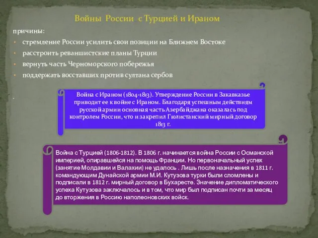 причины: стремление России усилить свои позиции на Ближнем Востоке расстроить реваншистские