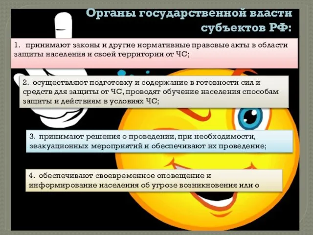 Органы государственной власти субъектов РФ: 1. принимают законы и другие нормативные